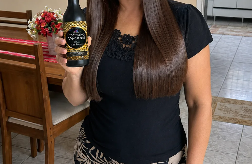 Resultado deslumbrante de cabelo com brilho espelhado e caimento fluido obtido com Havana Vegetal