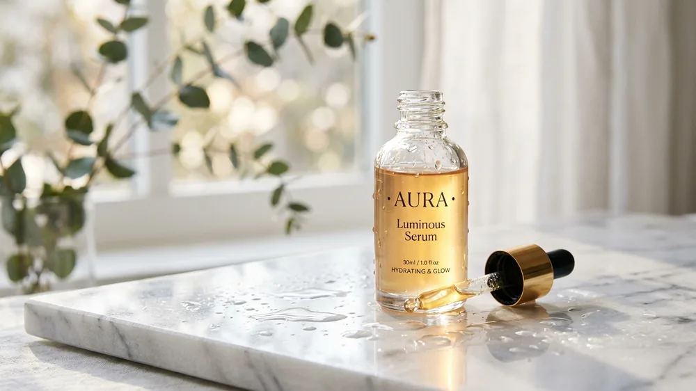 Mulher aplicando sérum de colágeno em pele firme e iluminada